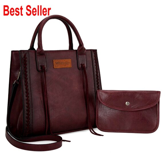 Vegan Leather Tote Bag with Detachable Shoulder Strap